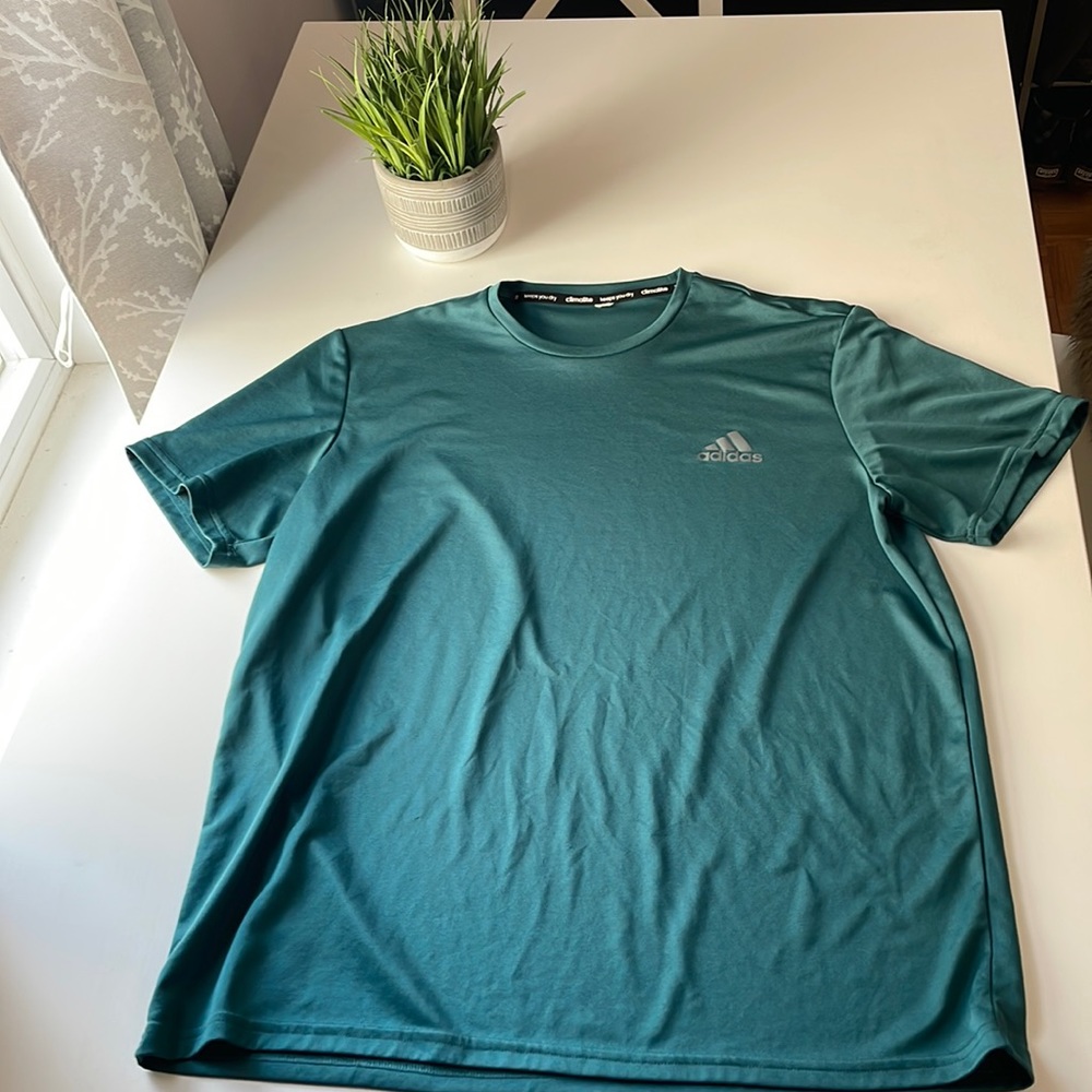 Adidas greenish blueish t shirt